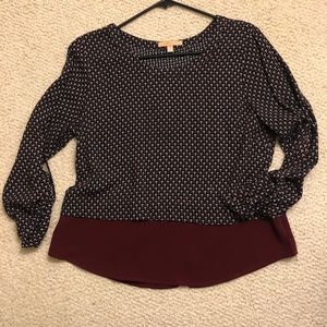 Printed block color blouse. Size S.